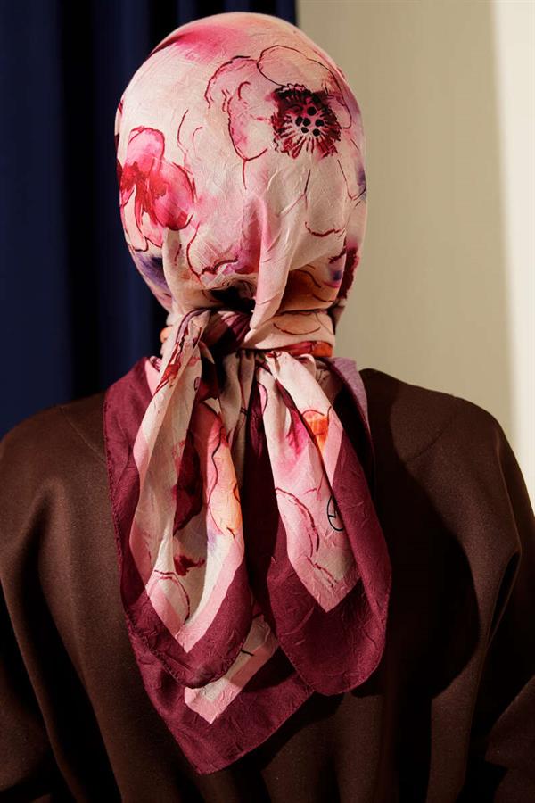 Marbled Floral Bamboo Knit Scarf Burgundy