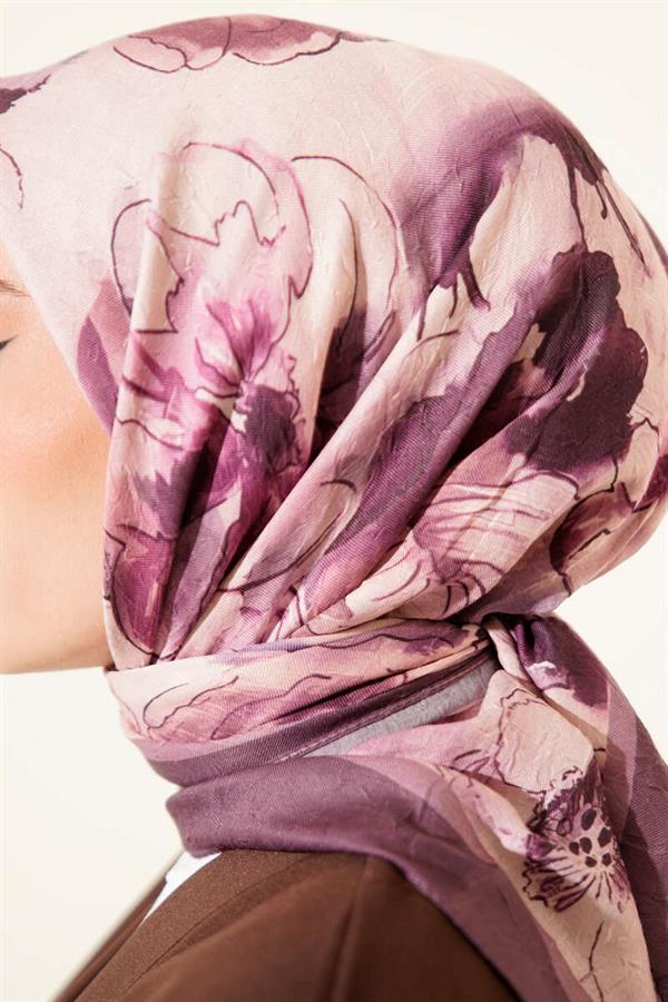 Marbled Floral Bamboo Krash Scarf Dark Lilac