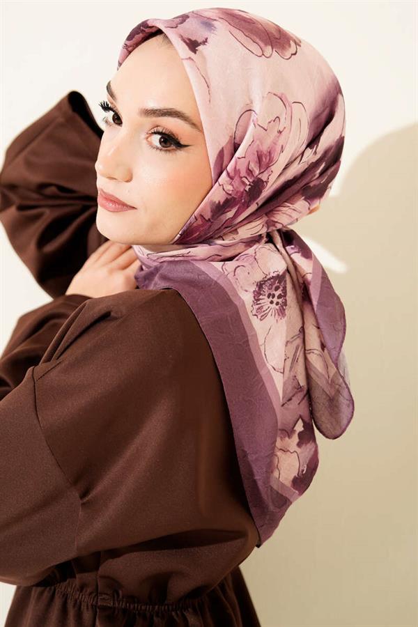 Marbled Floral Bamboo Krash Scarf Dark Lilac