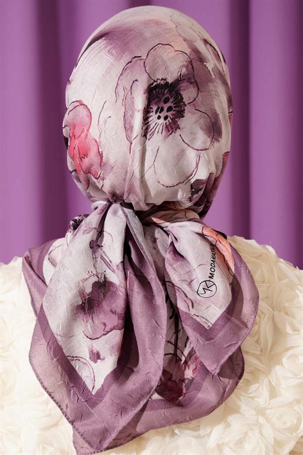 Marbled Floral Bamboo Knit Scarf Lilac