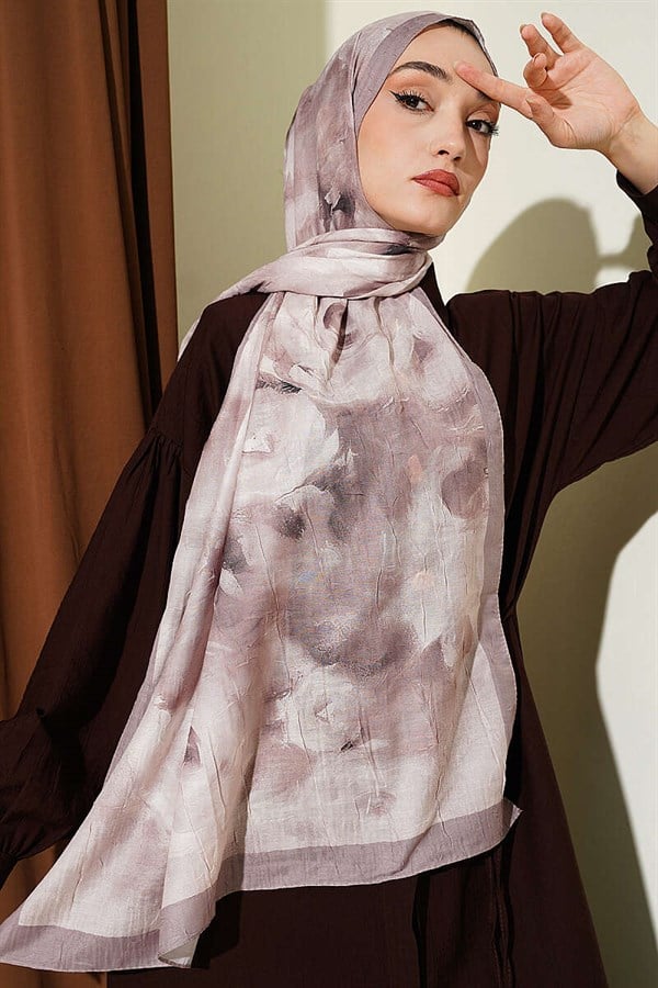 Marbled Floral Bamboo Scarf Beige