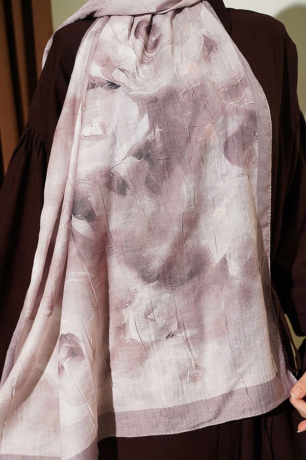 Marbled Floral Bamboo Scarf Beige