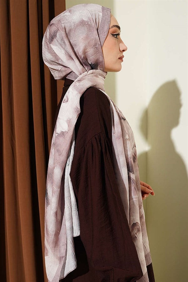 Marbled Floral Bamboo Scarf Beige