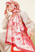 Marbled Floral Bamboo Scarf Burgundy