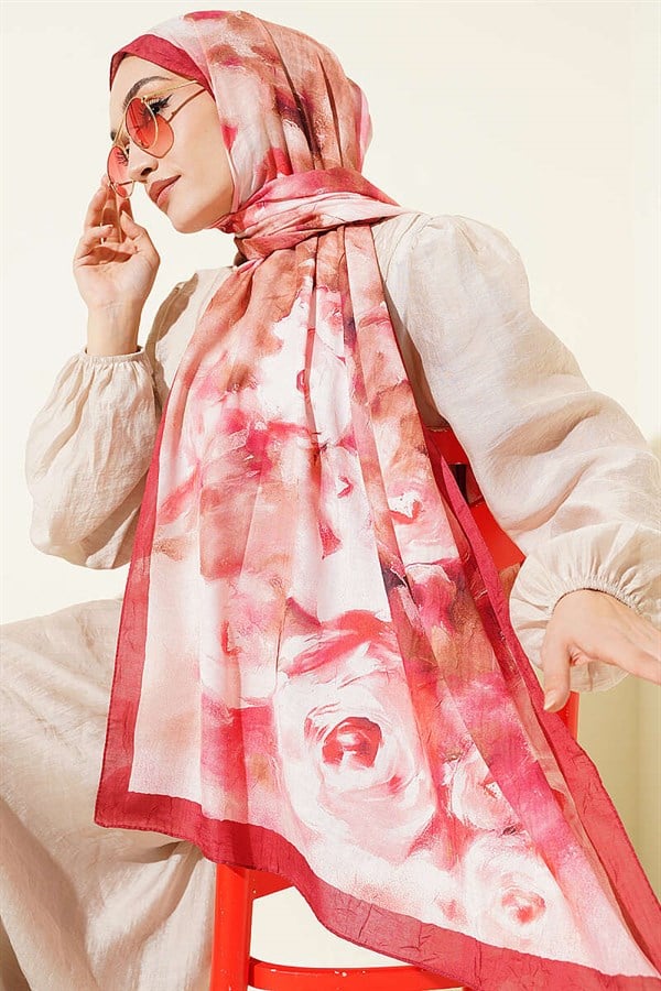 Marbled Floral Bamboo Scarf Burgundy