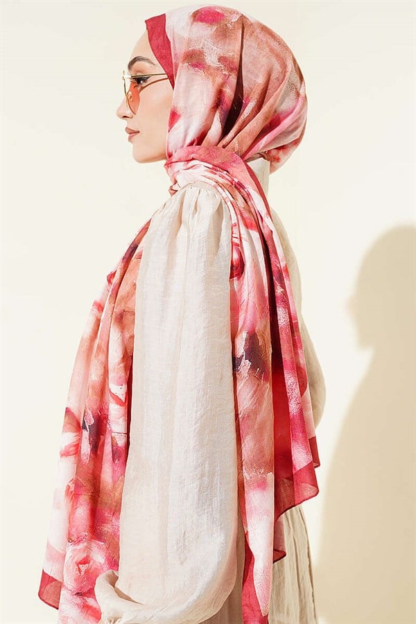 Marbled Floral Bamboo Scarf Burgundy