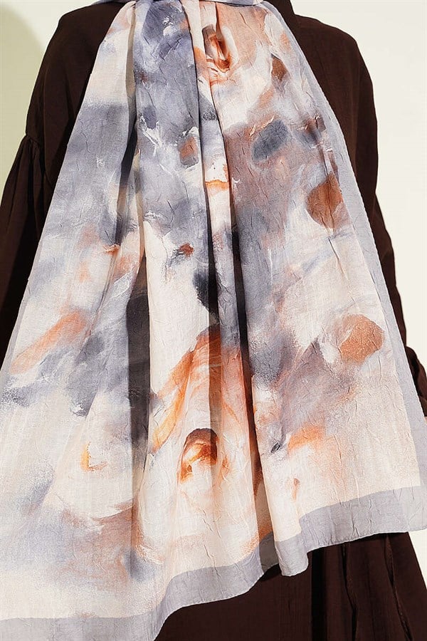 Marbled Floral Bamboo Scarf Grey