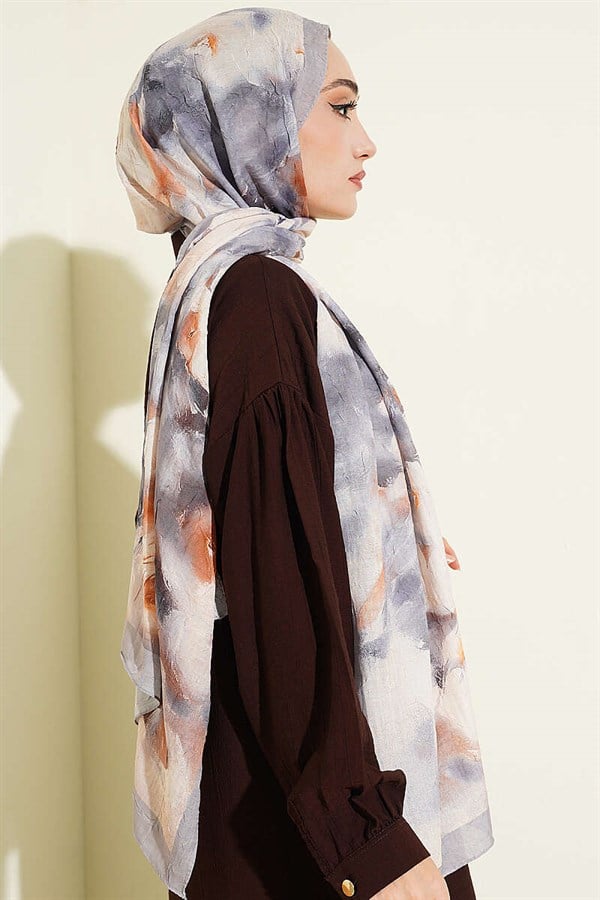 Marbled Floral Bamboo Scarf Grey