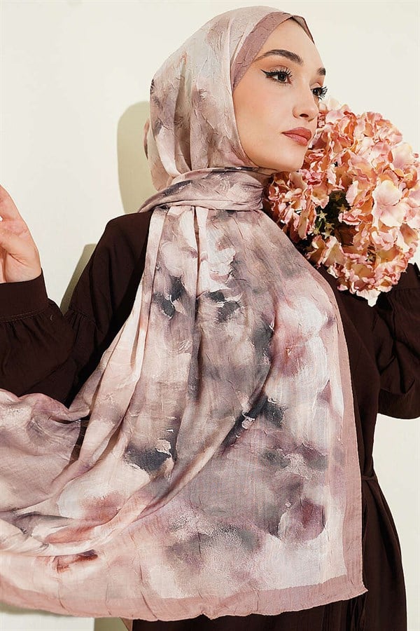 Marbled Floral Bamboo Crush Shawl Latte