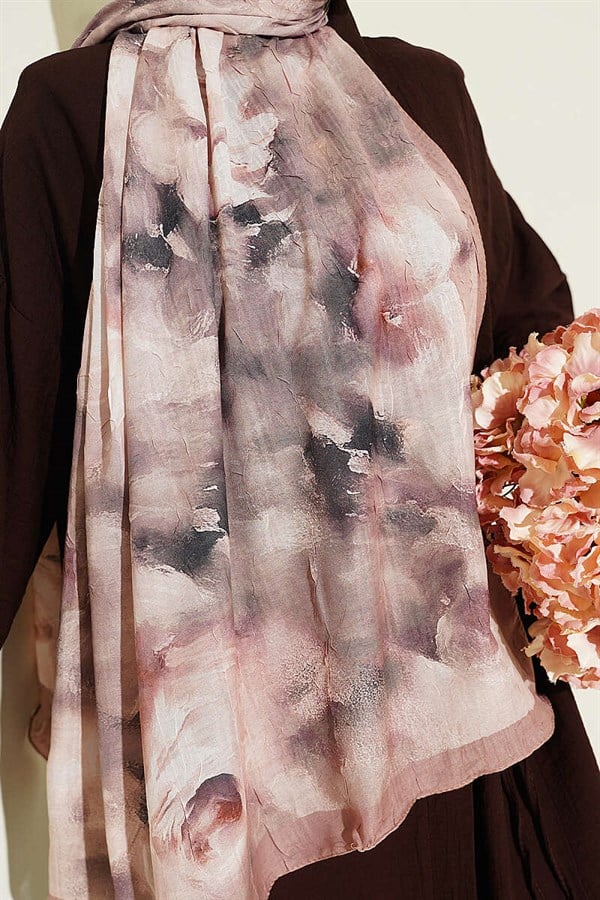 Marbled Floral Bamboo Crush Shawl Latte