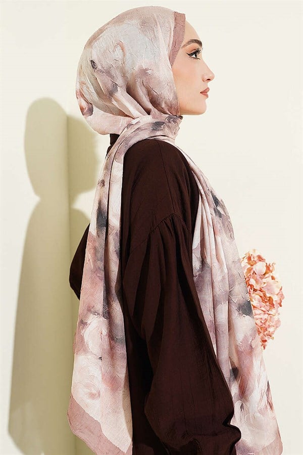 Marbled Floral Bamboo Crush Shawl Latte