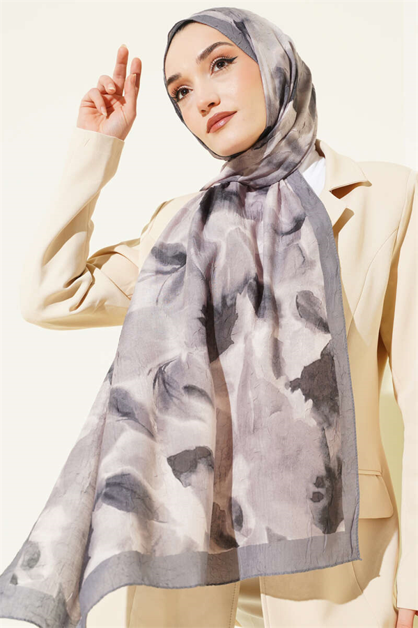 Marbled Patterned Bamboo Kash Shawl Grey