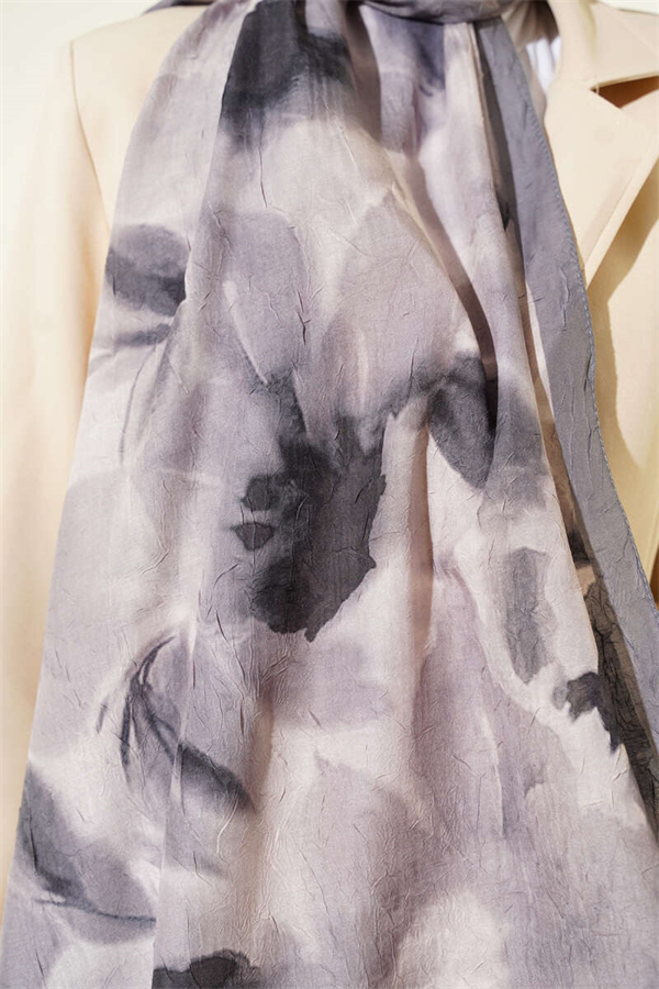 Marbled Patterned Bamboo Kash Shawl Grey