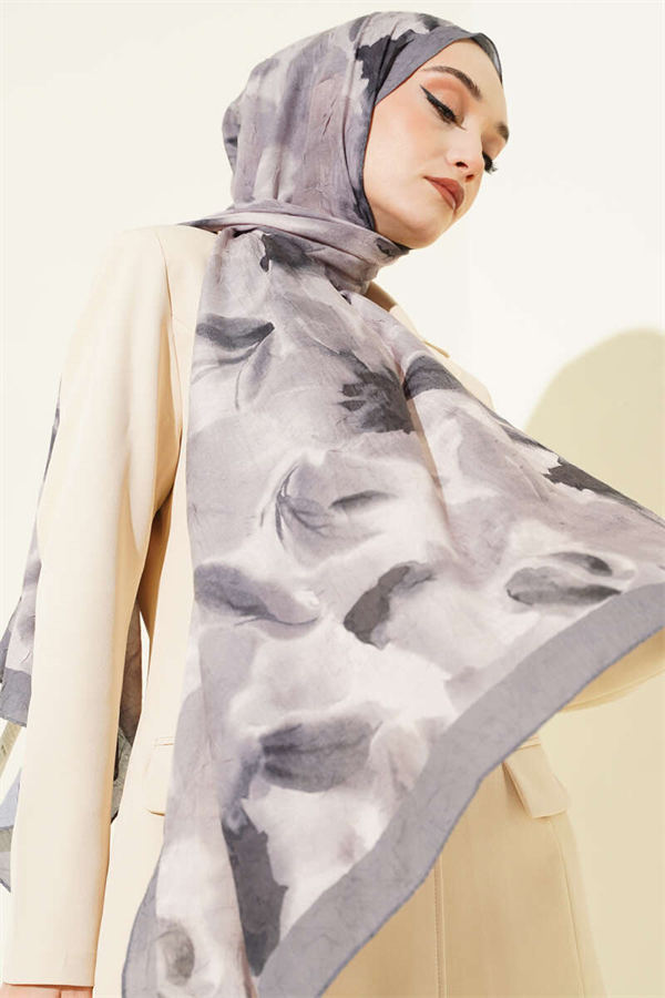 Marbled Patterned Bamboo Kash Shawl Grey