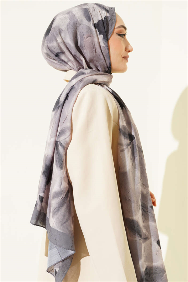 Marbled Patterned Bamboo Kash Shawl Grey