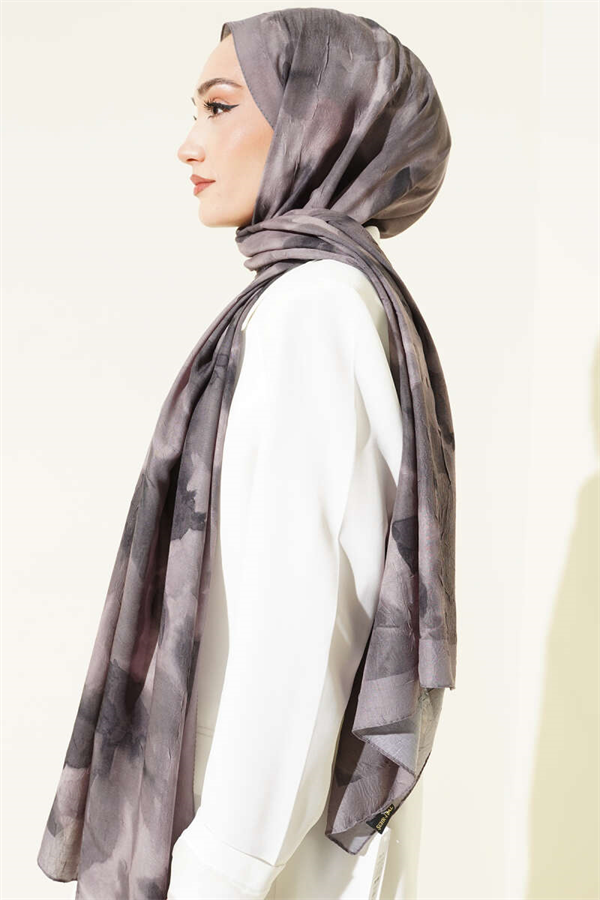 Marbled Patterned Bamboo Kash Shawl Stone Grey