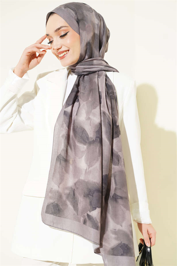 Marbled Patterned Bamboo Kash Shawl Stone Grey