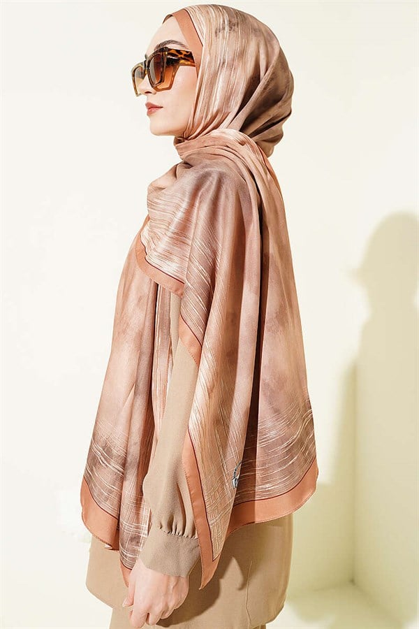 Marbled Pattern Shawl Camel
