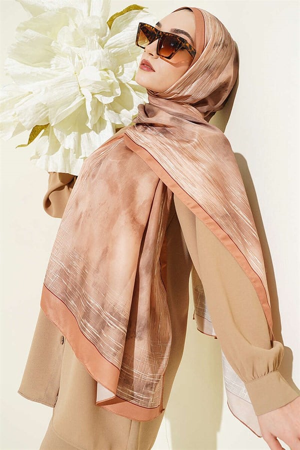 Marbled Pattern Shawl Camel