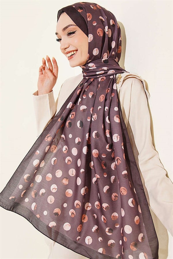 Marbled Polka Dot Pattern Scarf Dark Brown