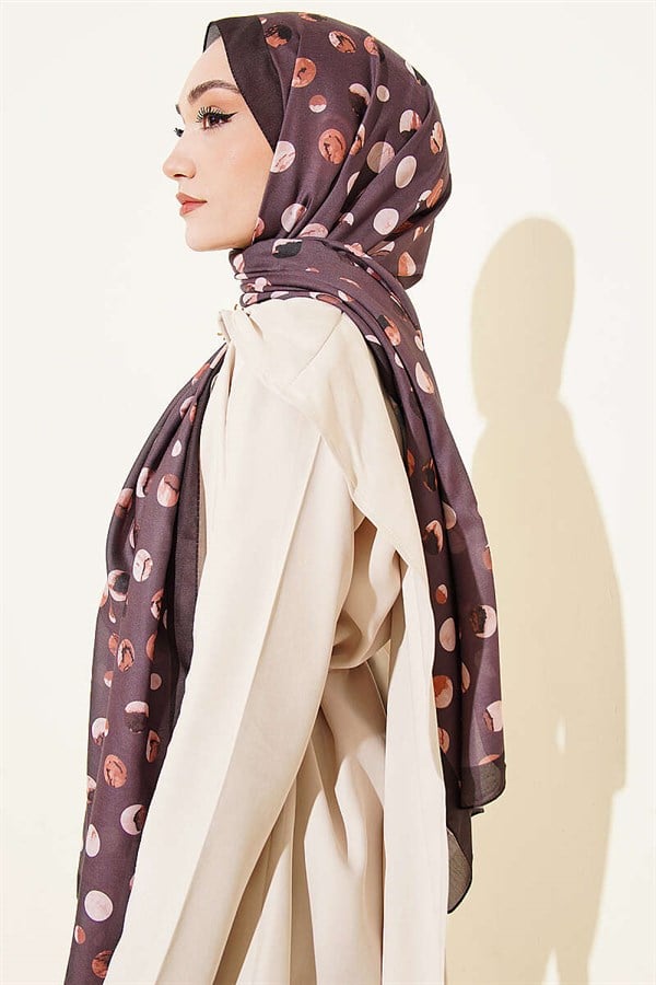 Marbled Polka Dot Pattern Scarf Dark Brown