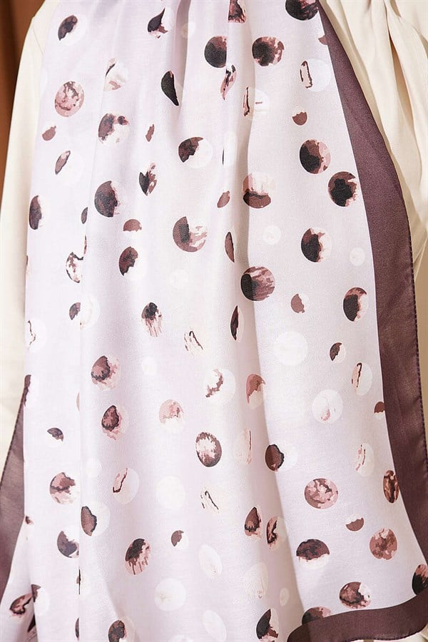 Marbled Polka Dot Pattern Scarf, Beige, Brown