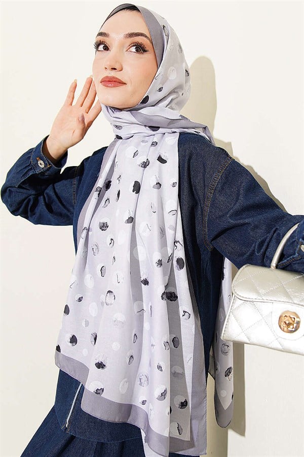 Marbled Polka Dot Pattern Scarf Grey