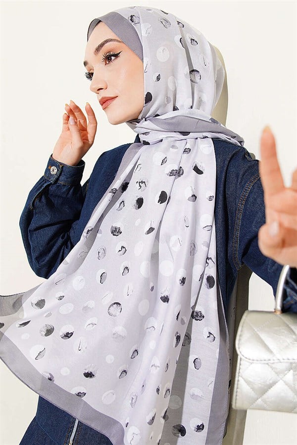 Marbled Polka Dot Pattern Scarf Grey