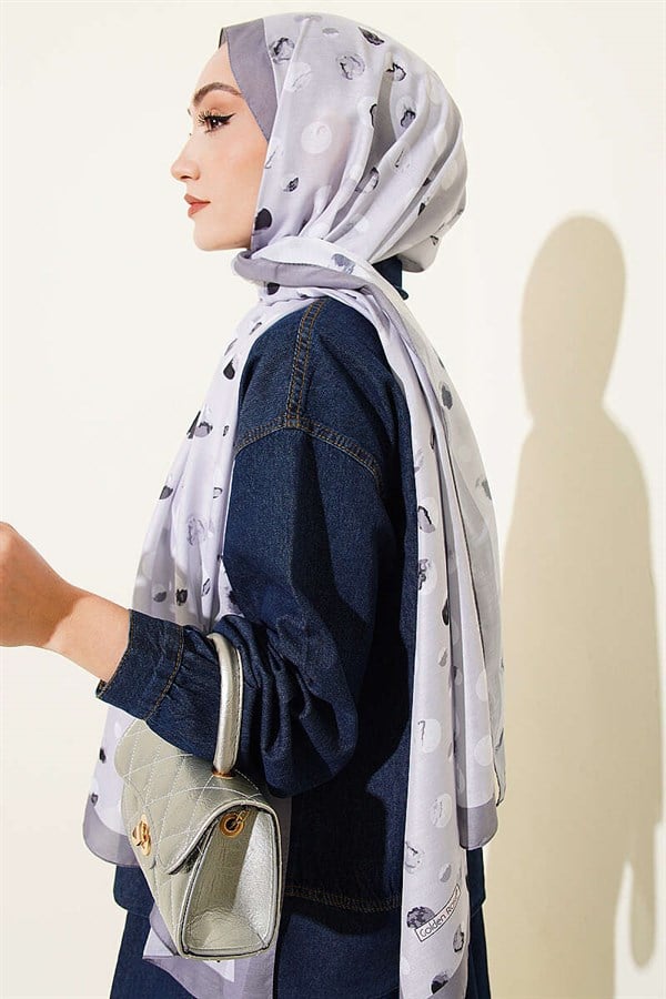 Marbled Polka Dot Pattern Scarf Grey