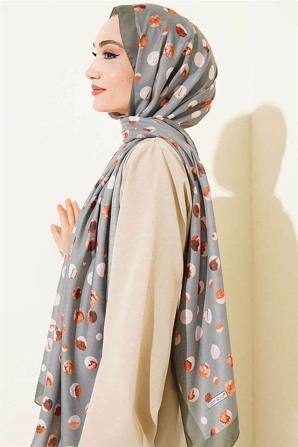 Marbled Polka Dot Pattern Scarf Khaki