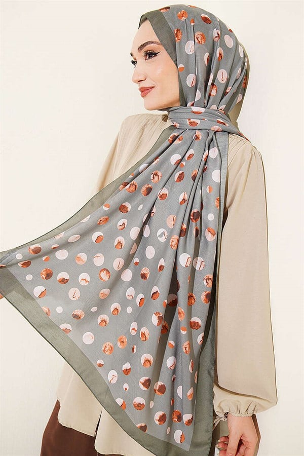 Marbled Polka Dot Pattern Scarf Khaki