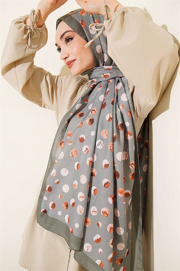 Marbled Polka Dot Pattern Scarf Khaki