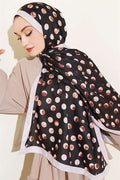 Marbled Polka Dot Pattern Scarf Black Beige