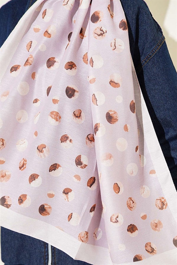 Marbled Polka Dot Pattern Scarf with Stones