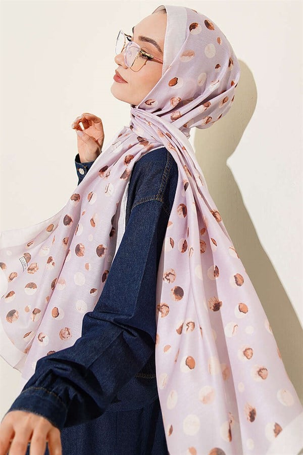 Marbled Polka Dot Pattern Scarf with Stones