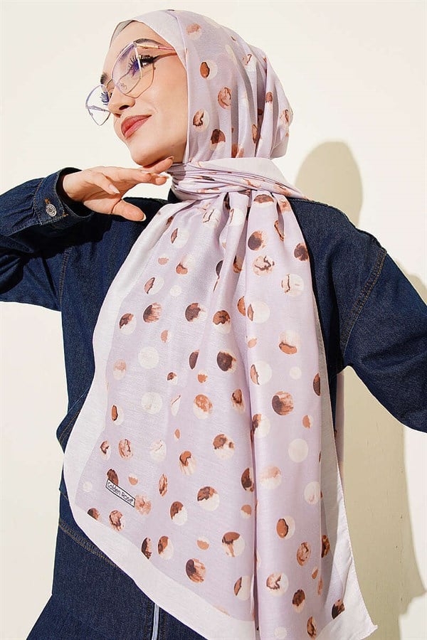 Marbled Polka Dot Pattern Scarf with Stones