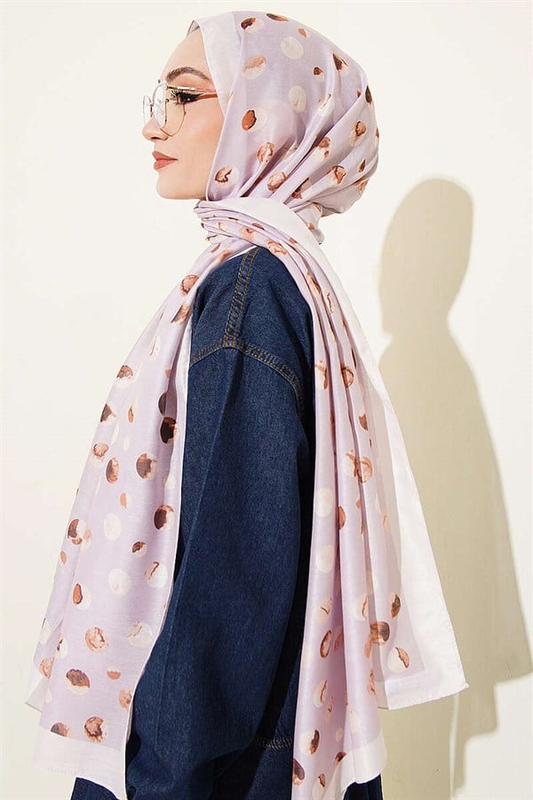 Marbled Polka Dot Pattern Scarf with Stones