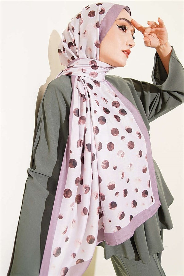 Marbled Polka Dot Pattern Scarf, Mink
