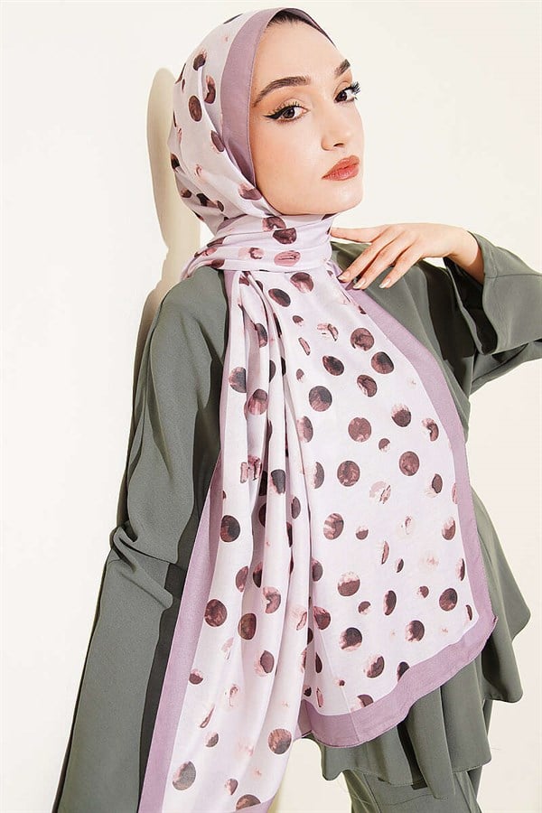 Marbled Polka Dot Pattern Scarf, Mink