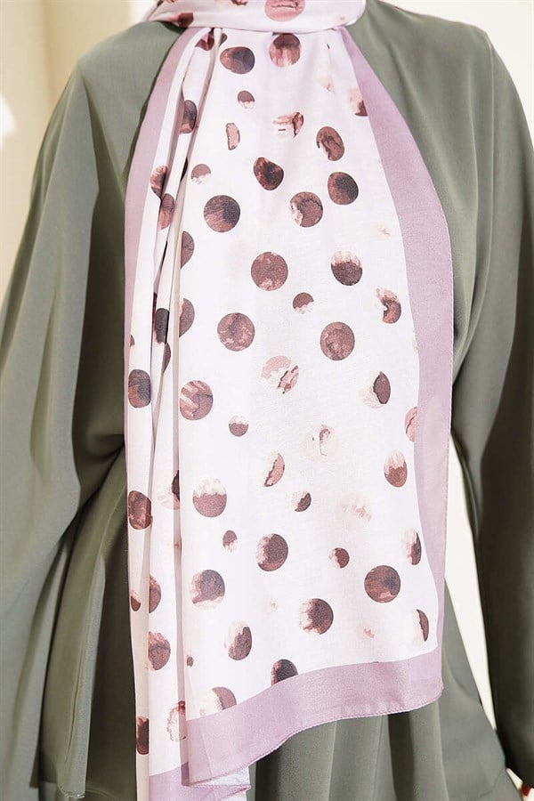 Marbled Polka Dot Pattern Scarf, Mink