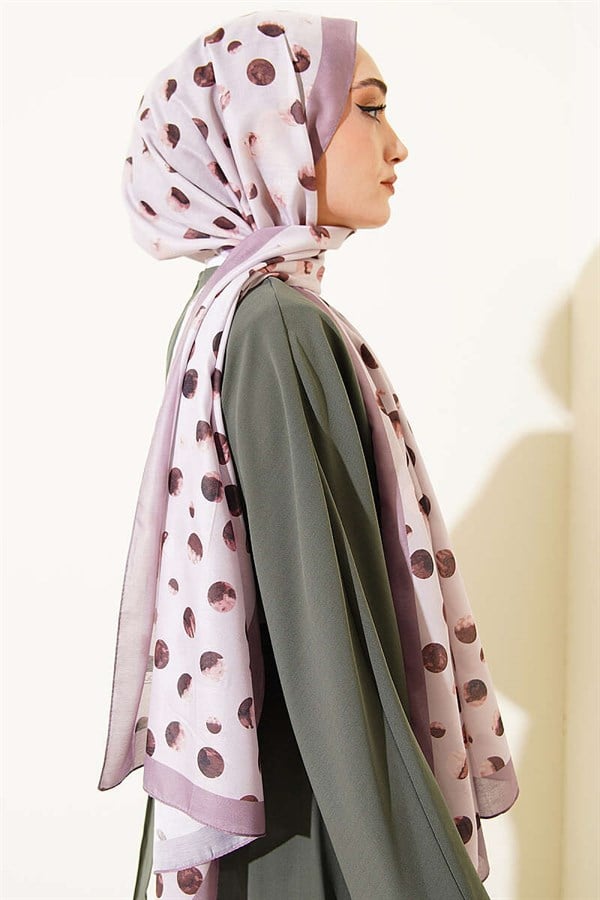 Marbled Polka Dot Pattern Scarf, Mink