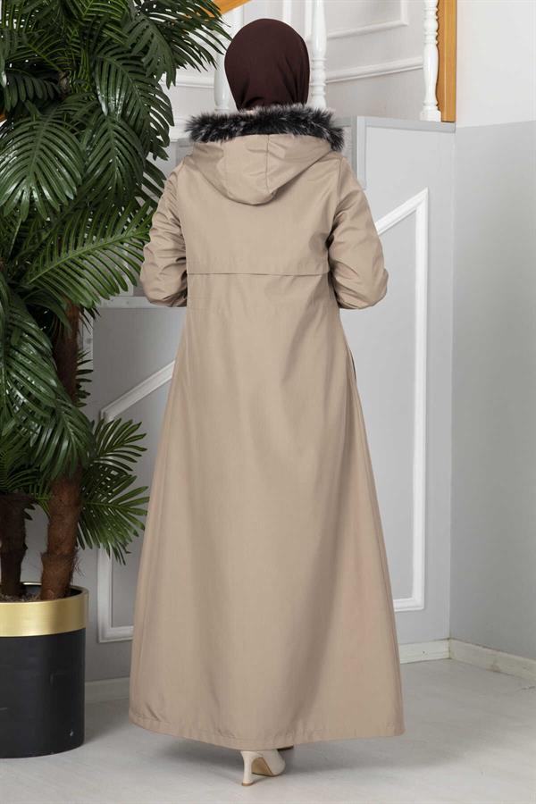 Eflin Hooded Hijab Coat Beige