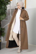 Eflin Hooded Hijab Coat Brown