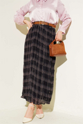 Plaid Pattern Wrinkled Chiffon Skirt Black