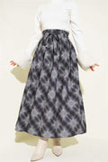 Plaid Belted Skirt, Smoke Grey