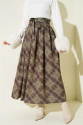 Plaid Belted Skirt, Khaki