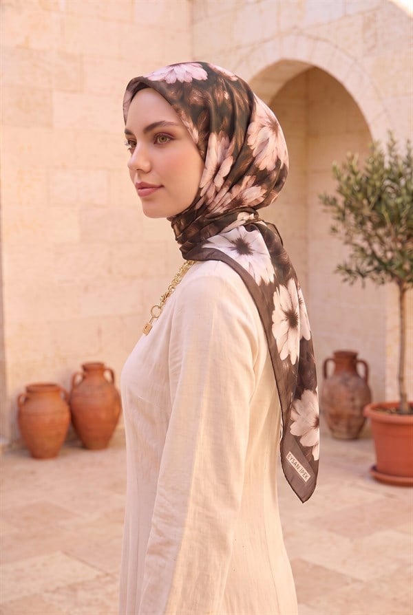 Elite Floral Pattern Scarf Series Dark Brown
