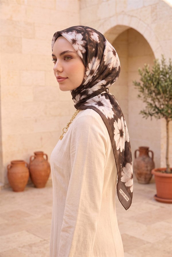 Elite Floral Pattern Scarf Series Coffee