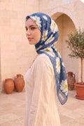 Elite Floral Pattern Scarf Series Navy Blue