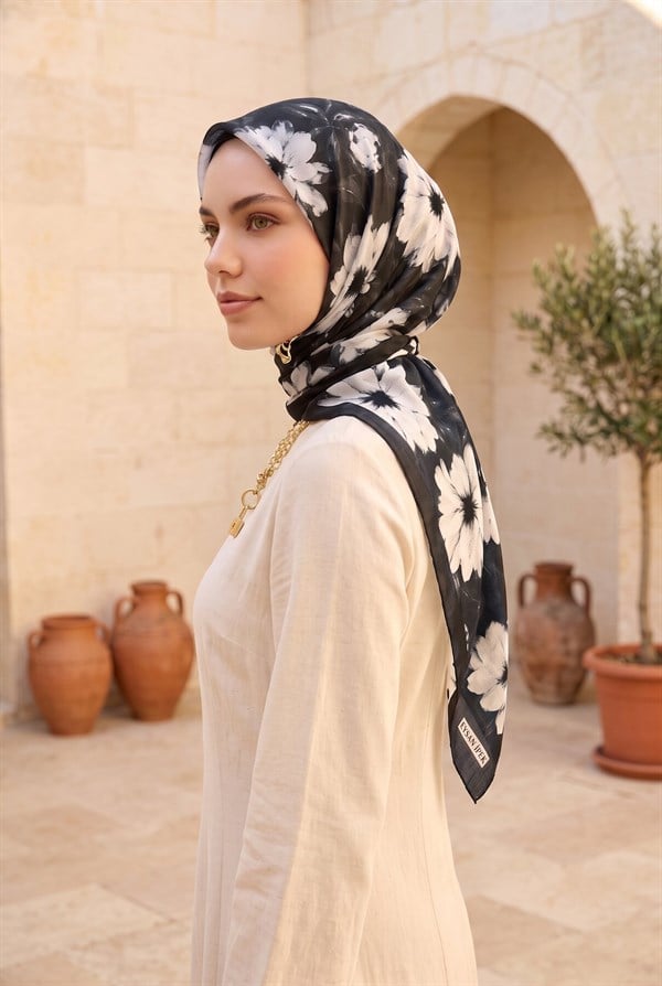 Elite Floral Pattern Scarf Series Black